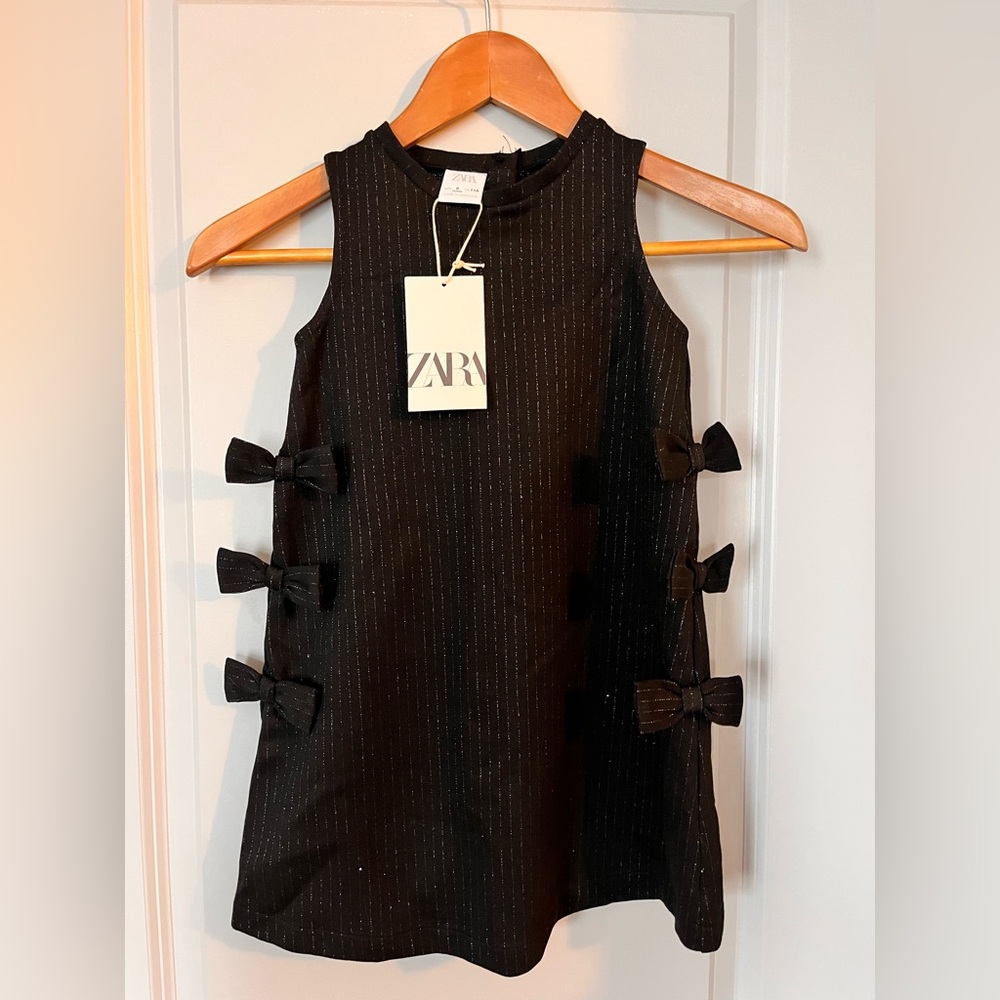 Zara Elegant Black Kids Dress with Side Bows